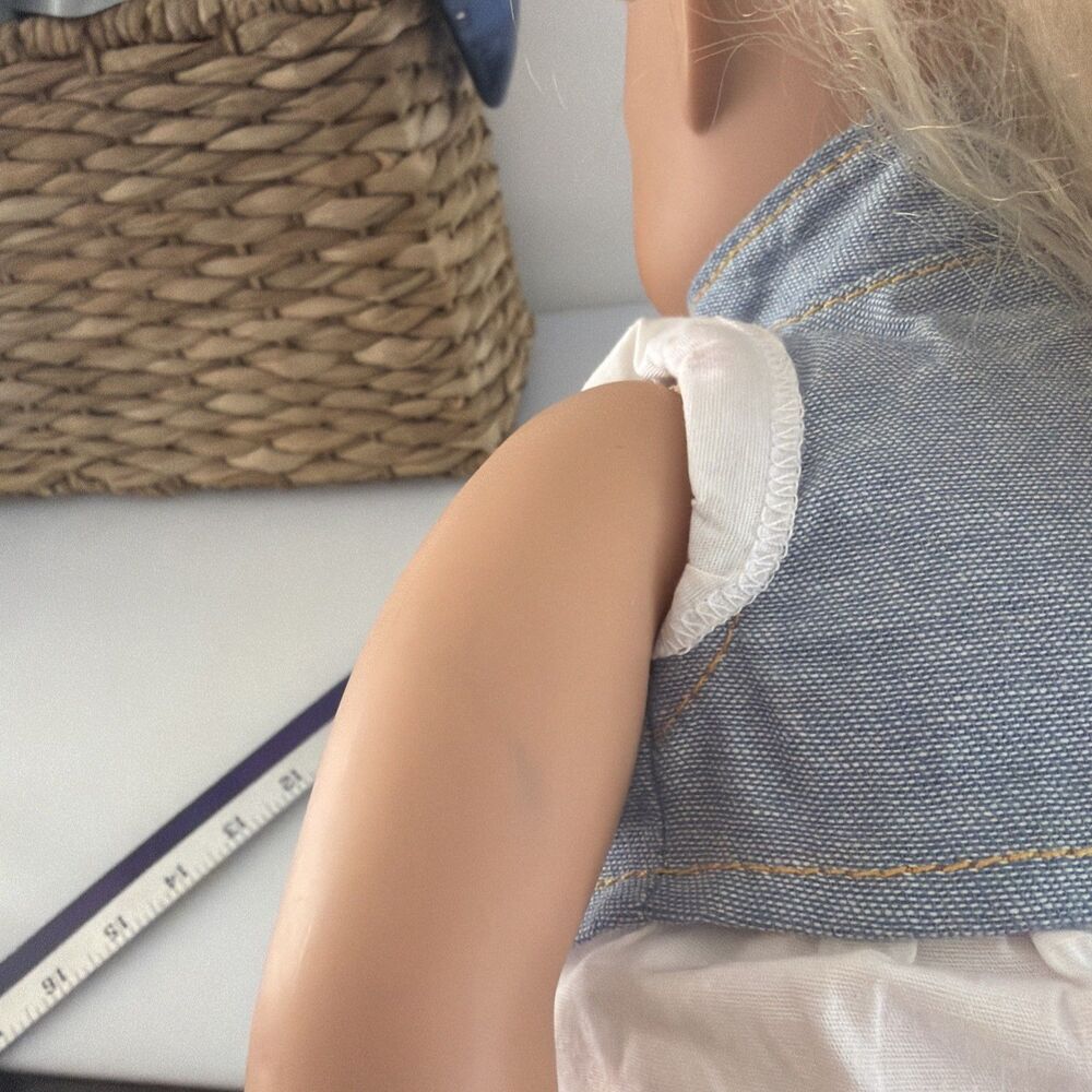 Our Generation Phoebe Hair Grow Doll 18” Blonde Hair Blue Eyes Denim Vest Dress - Picture 10 of 13